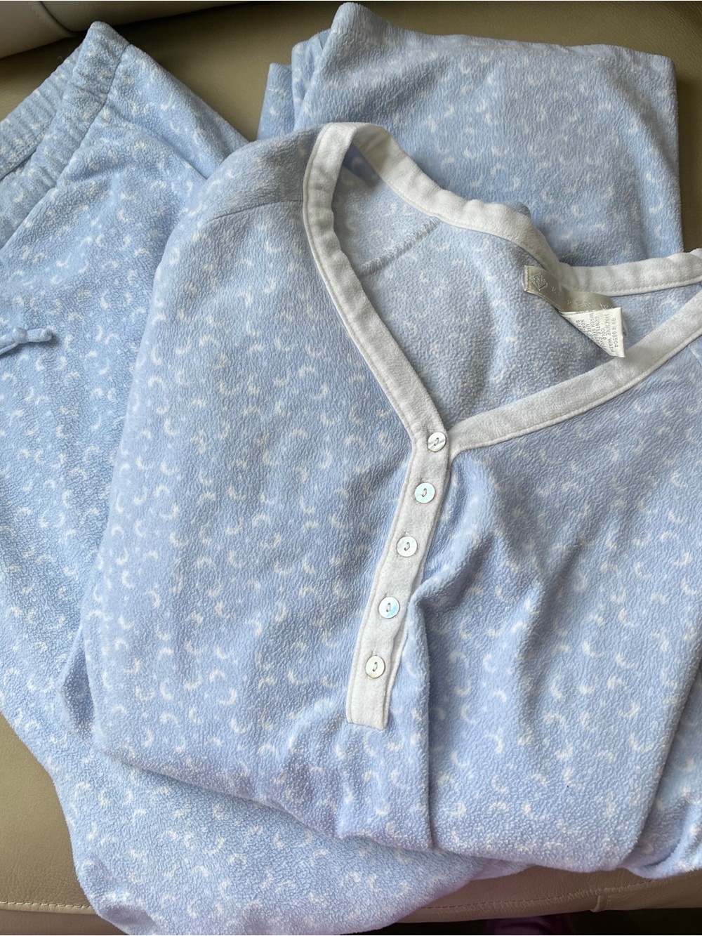 Eileen West Light Blue Microfleece Pajama Set